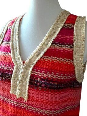 Vilagallo Small Dress 60s Europe Classic Fall Tweed Fringe Metallic Luxury Shift